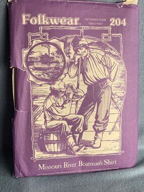 Folkwear 204 Missouri River Boatmans Shirt Pattern Sewing Handwork Size S M L XL